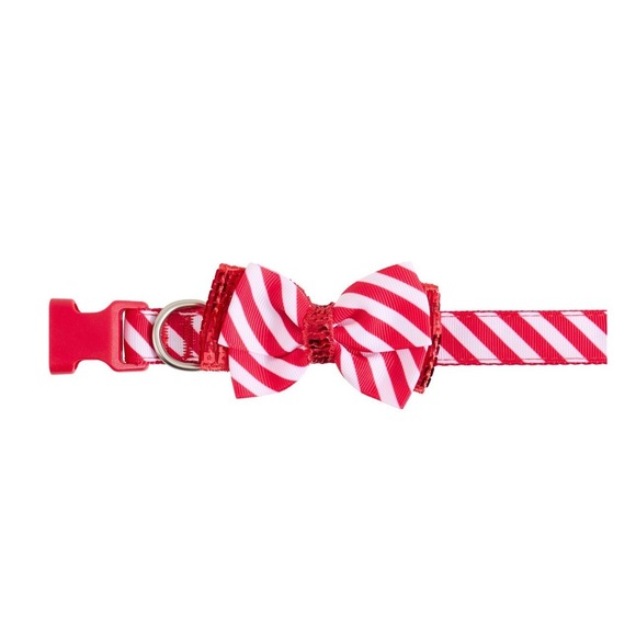 Marry & Bright Holiday Dog Collar Red Strip Candy Cane Size L Large - Picture 1 of 6
